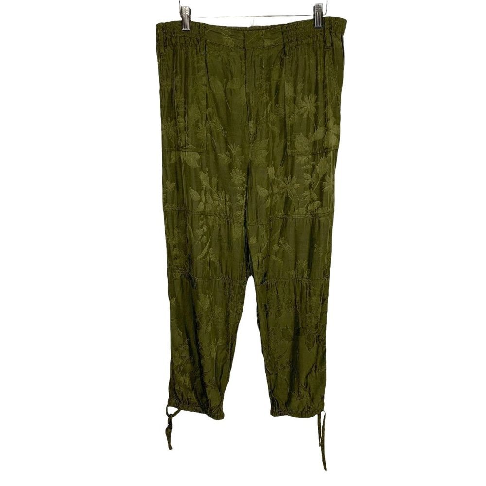 Anthropologie Olive Green Embossed Ankle Length Jogger Pants Large